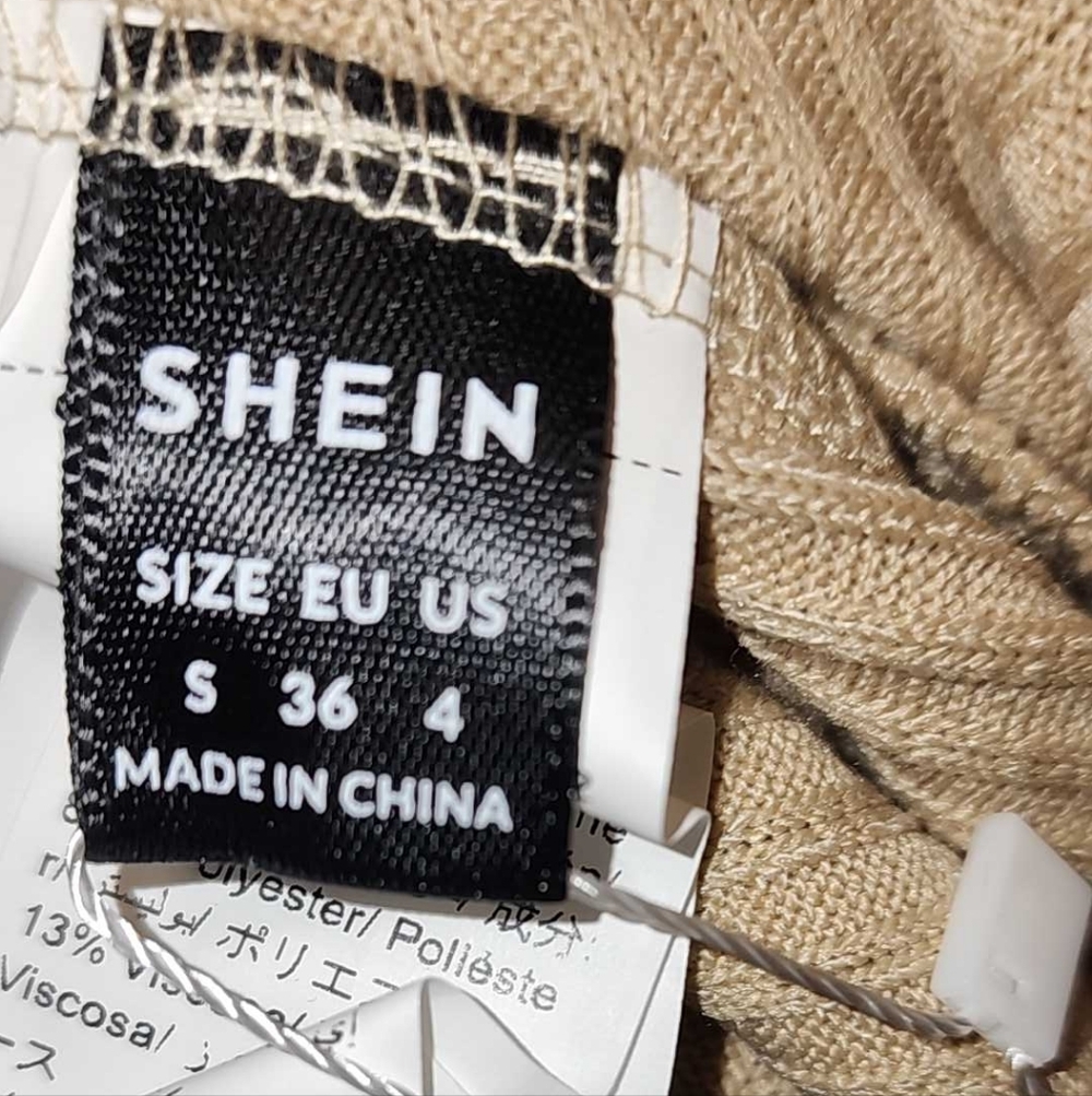 ✨️New SHEIN Tan Ribbed Off-Shoulder Crop Top - Picture 3 of 3